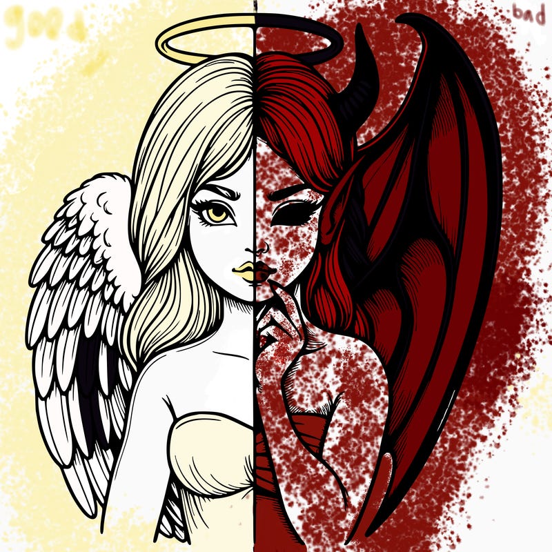 realistic angel half demon