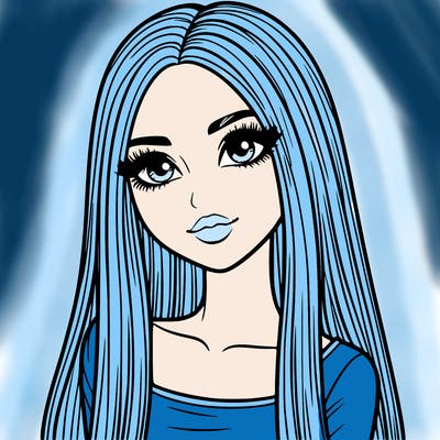 realistic girl with straight and long hair