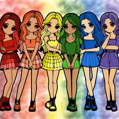 a group of girls realistic