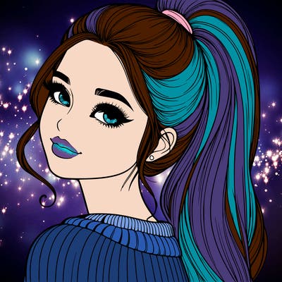 beautiful realistic girl with high ponytail