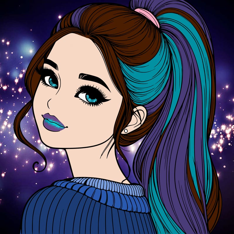 beautiful realistic girl with high ponytail