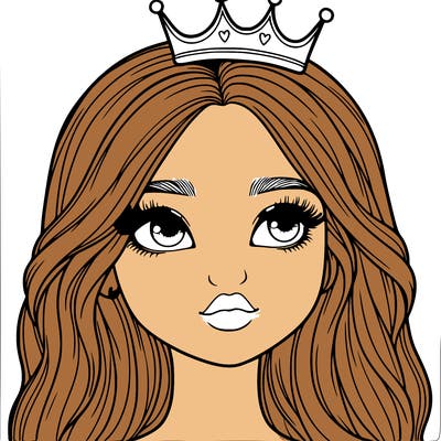 a realistic girl with a crown on