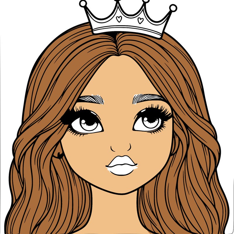 a realistic girl with a crown on