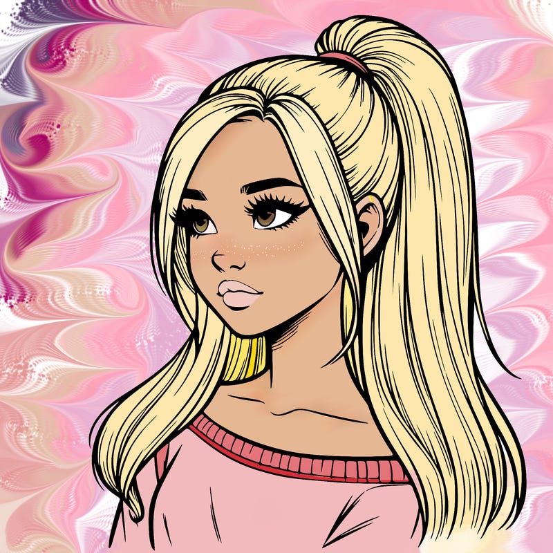 realistic girl with a high ponytail