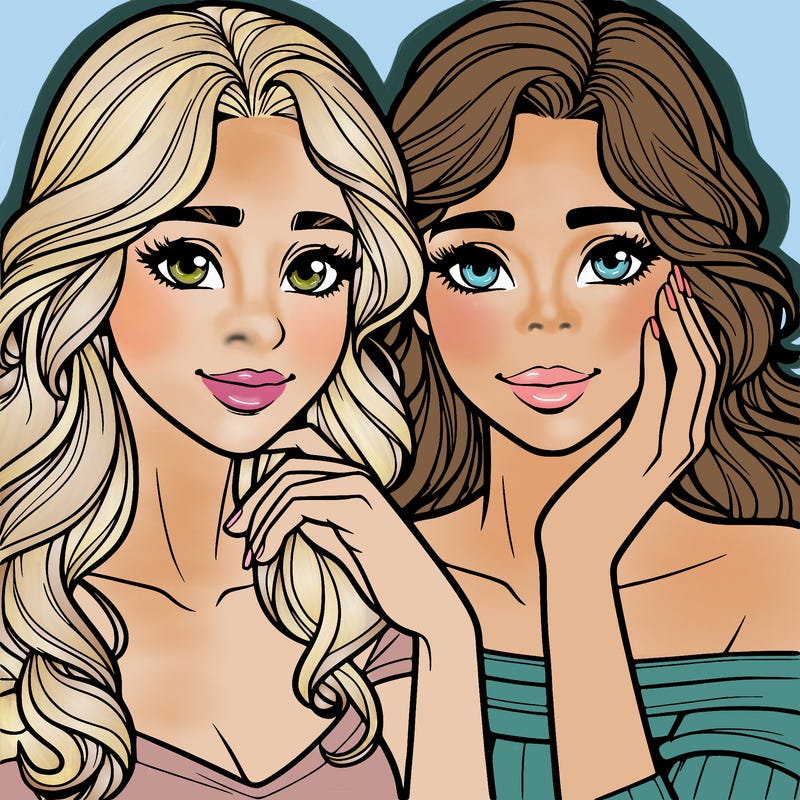 beautiful women best friends realistic