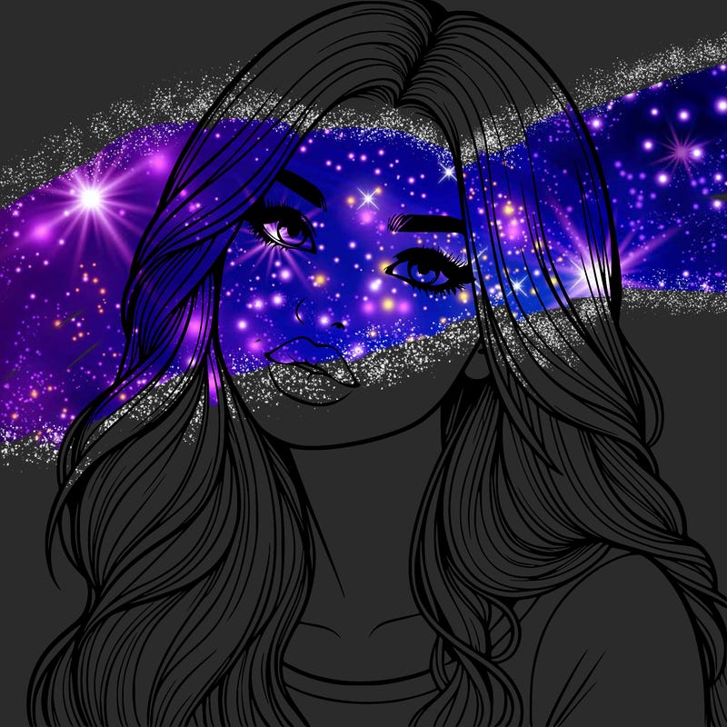 realistic girl with hair on her hair and lips