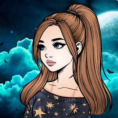 realistic girl with a high ponytail