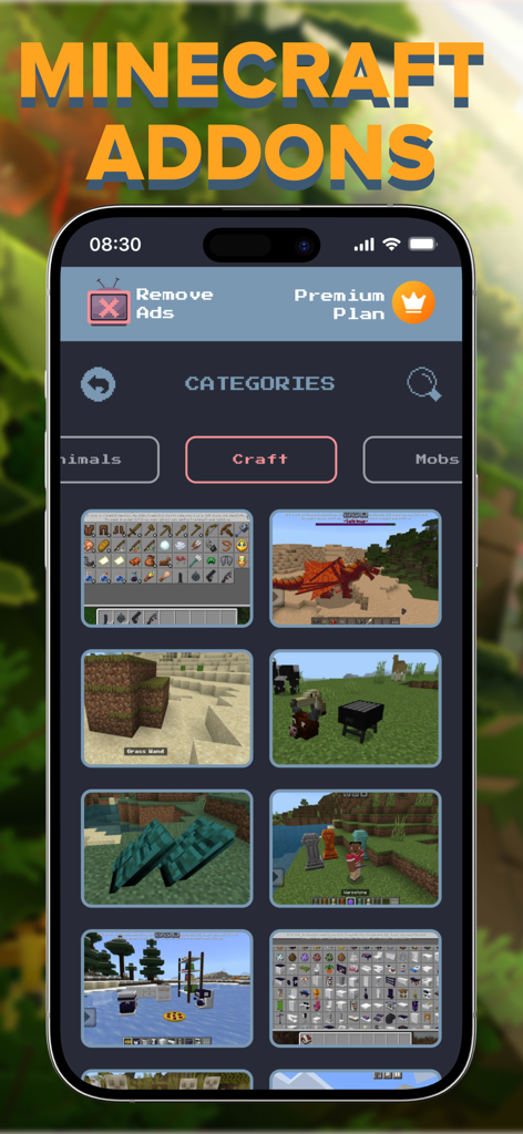 Curseforge Add-Ons for MCPE - Interface of CurseForge Add-Ons for MCPE with categories and mod previews