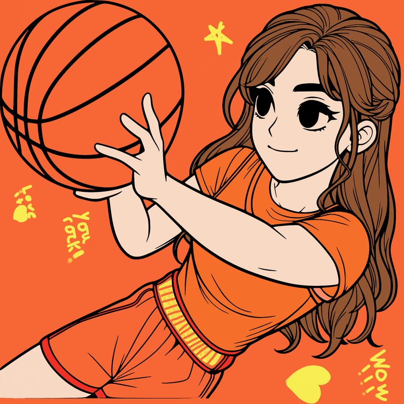 realistic girl playing basketball