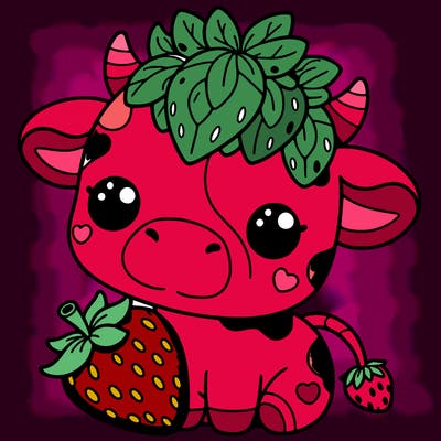 cute strawberry cow