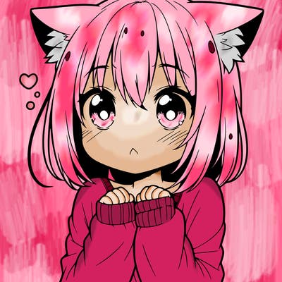 shy anime catgirl