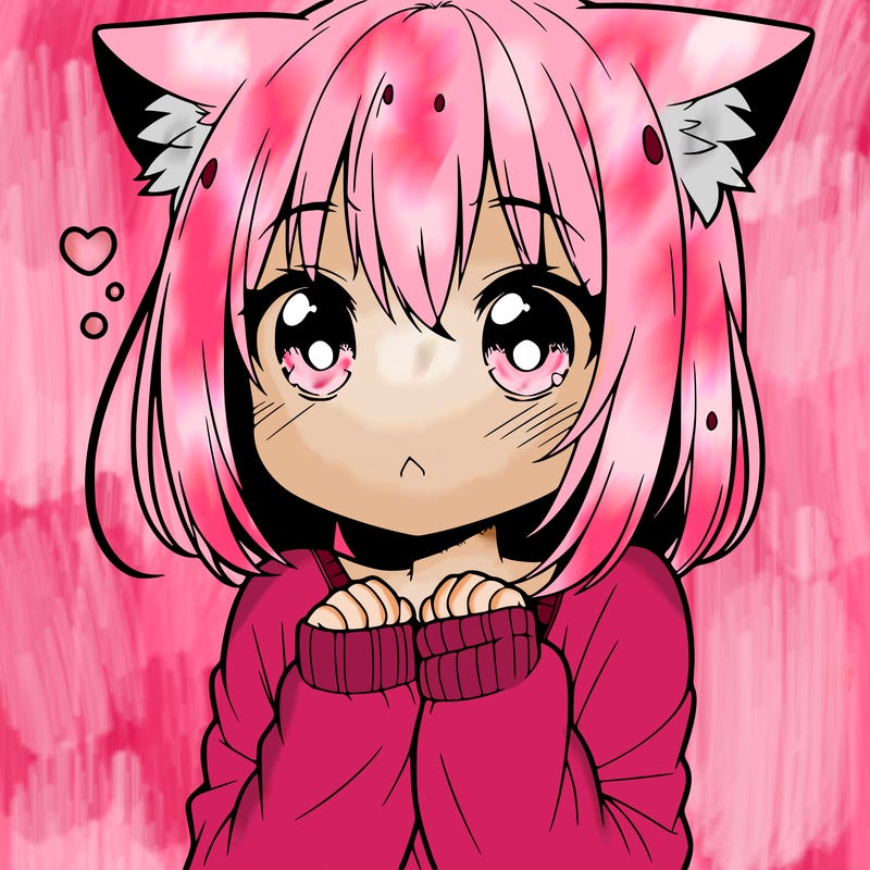 shy anime catgirl
