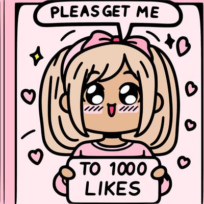 a girl saying please get me to 100 likes