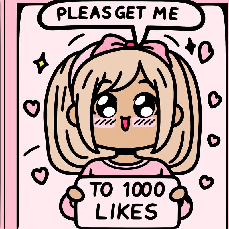 a girl saying please get me to 100 likes