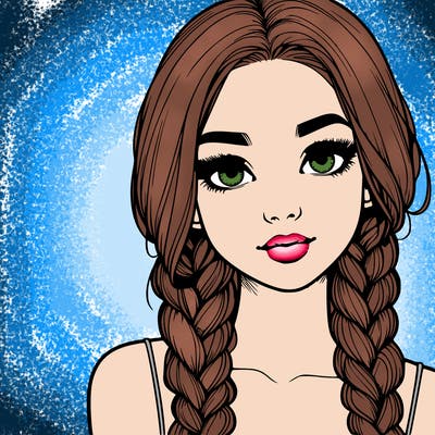 realistic girl with braids