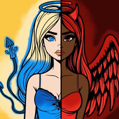 devil vs angel realistic girl