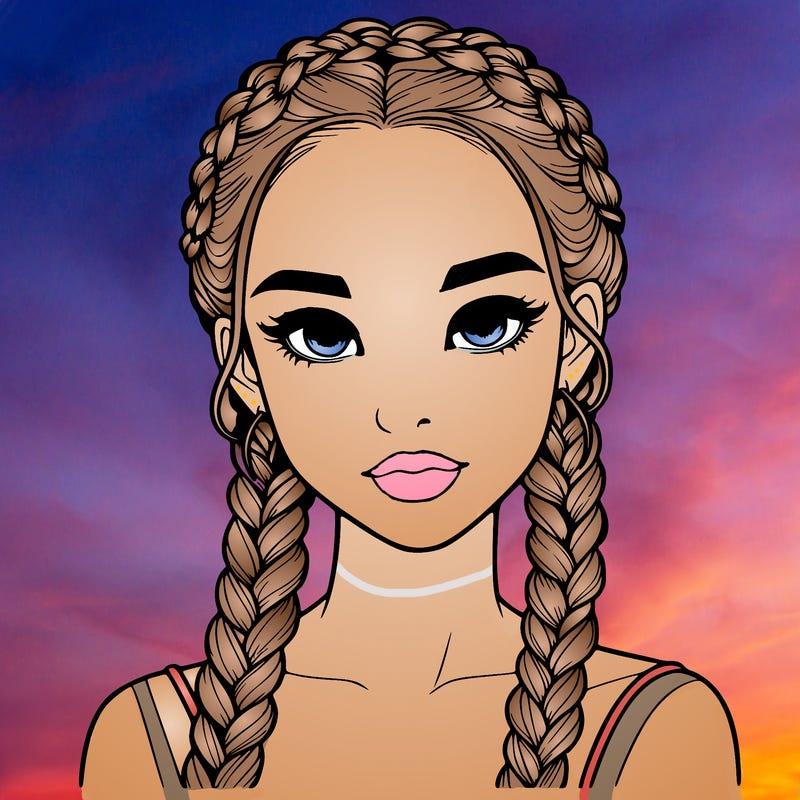 realistic girl with braids
