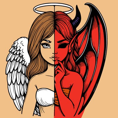 realistic angel half demon