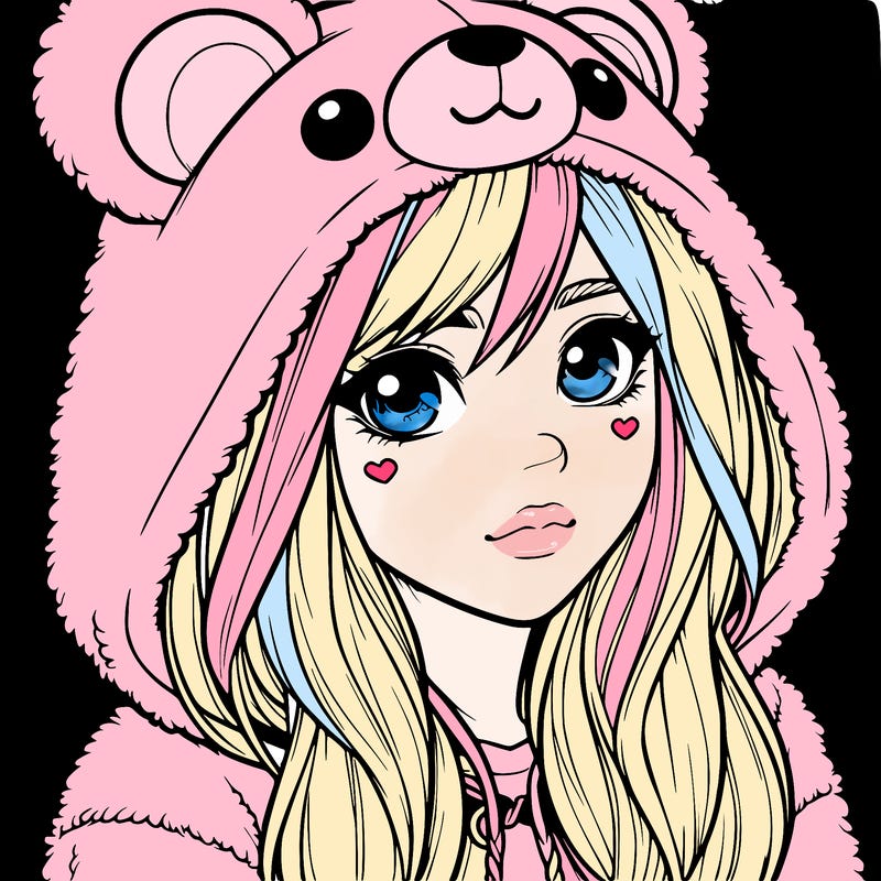 realistic girl in a bear hoodie