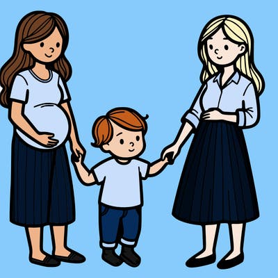 pregnant woman with her wife and 1 child