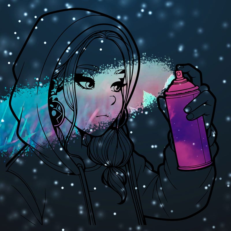 a realistic girl, spray painting