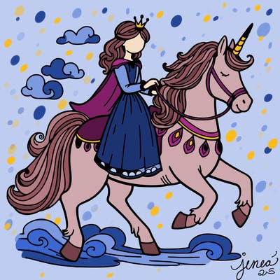 a princess on the back of a unicorn