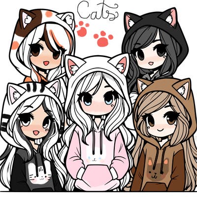 group of girls with fox hoodie