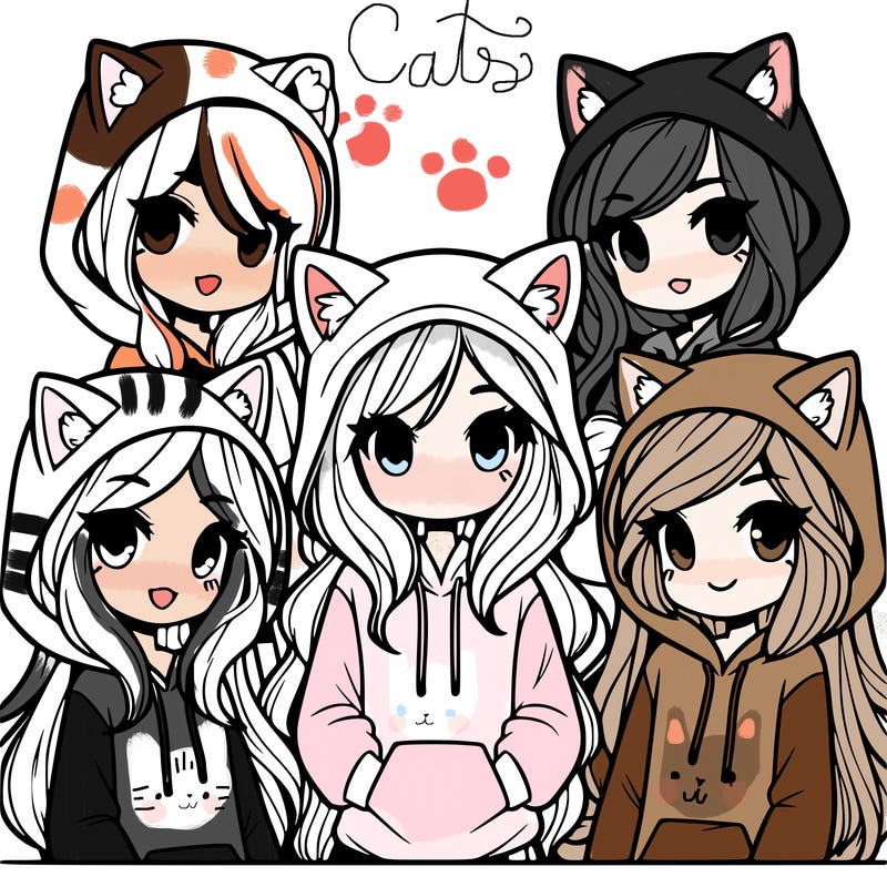 group of girls with fox hoodie