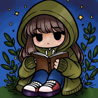 girl in oversized hoodie reading a book