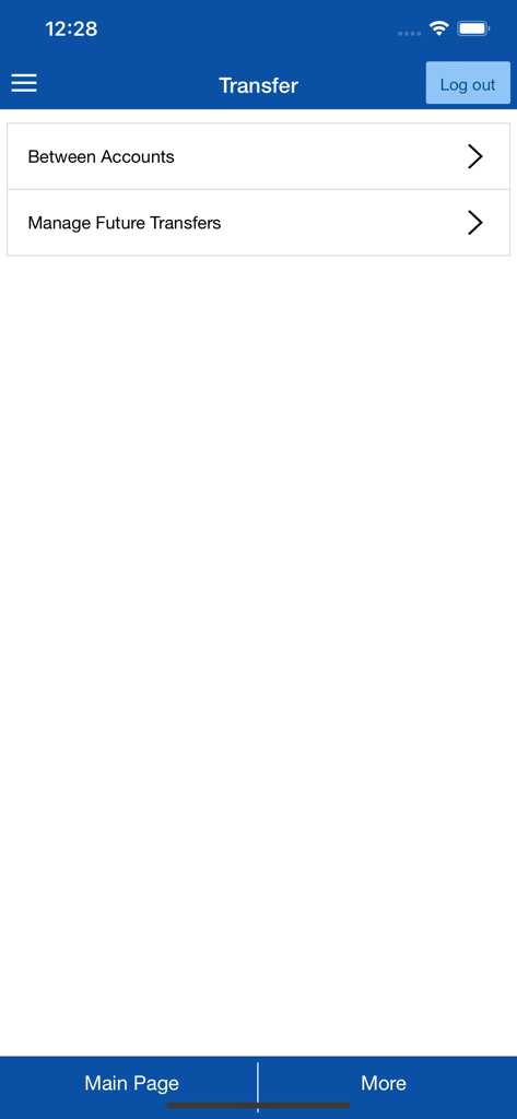 CUonline - CUonline mobile banking app screen showing money transfer options between accounts and future dated transfers.