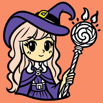 girl with a sorceress staff