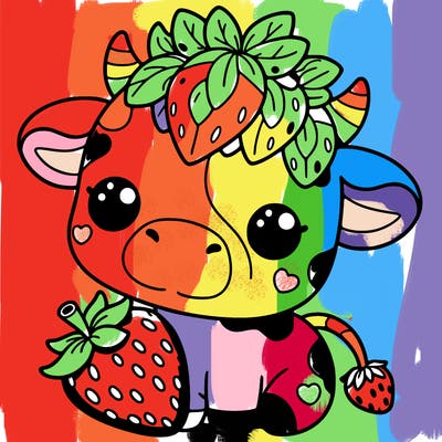 cute strawberry cow
