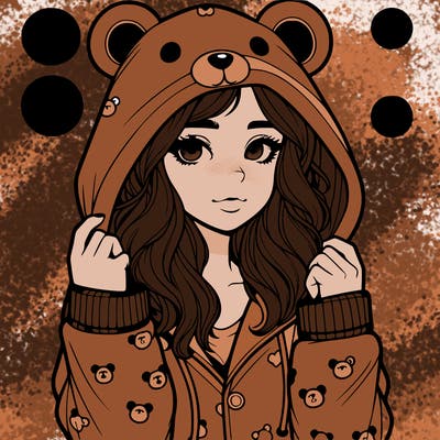 realistic girl in a animal pjs hoodie