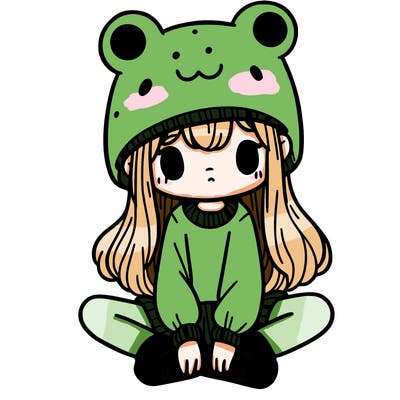 a girl wearing a frog hat and some frog socks
