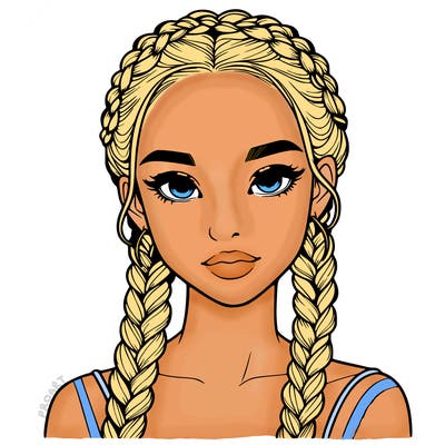 realistic girl with braids