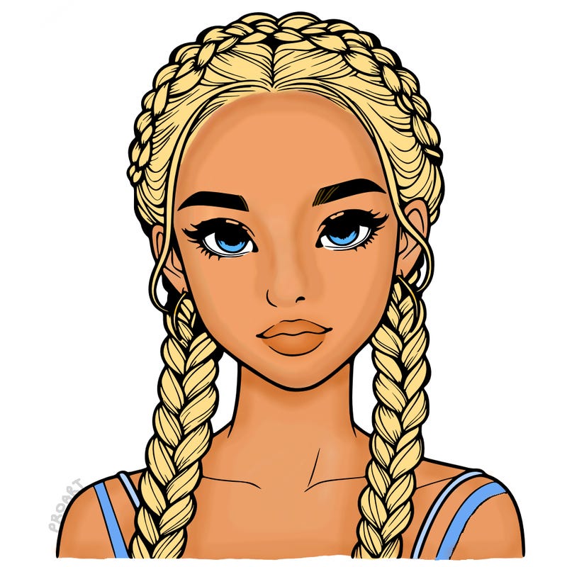 realistic girl with braids