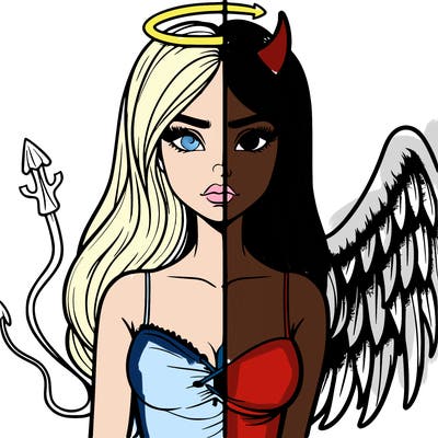 devil vs angel realistic girl