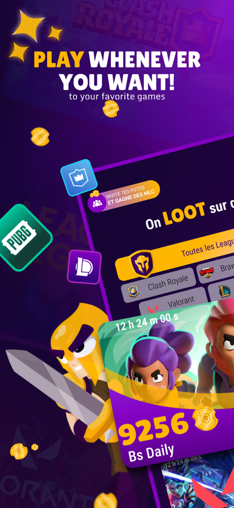 MyLOOT - MyLOOT mobile app interface showing gaming rewards and supported titles like PUBG and Brawl Stars.