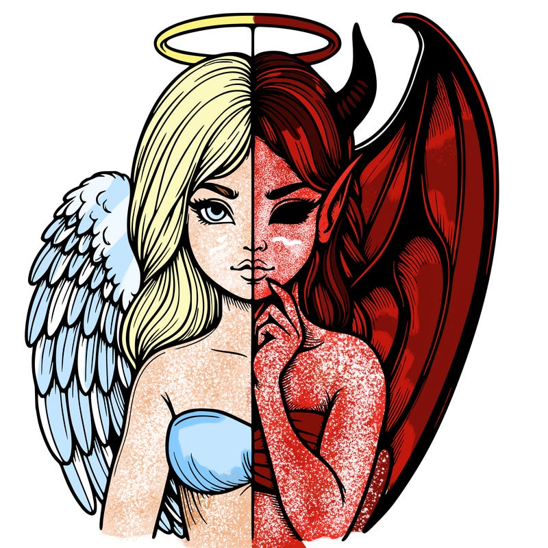 realistic angel half demon