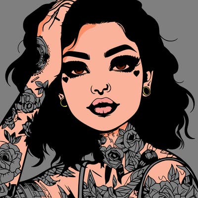 realistic girl with tattoos all over