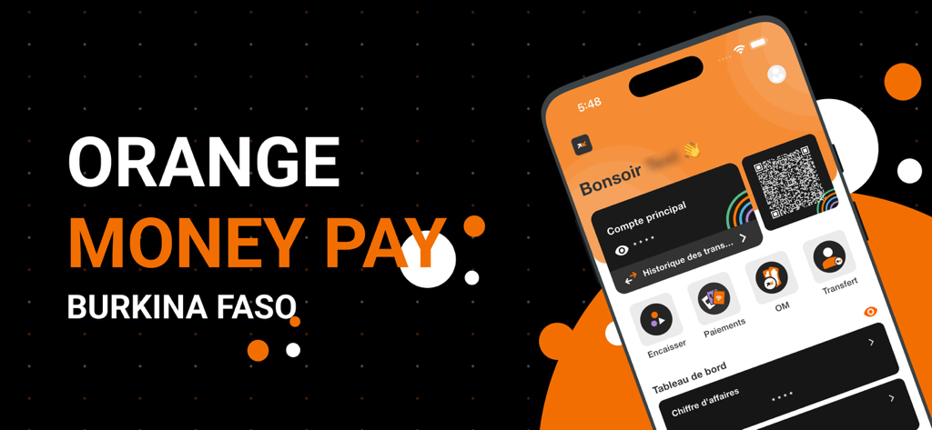Orange Money Pay Burkina Faso - Orange Money Pay Burkina Faso merchant application interface showing dashboard and payment options
