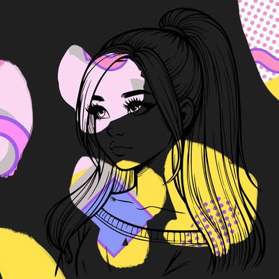 realistic girl with a high ponytail