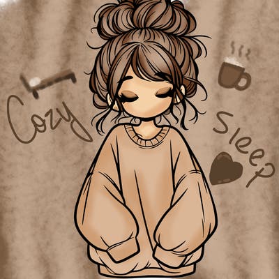 girl with baggy sweatshirt and messy bun