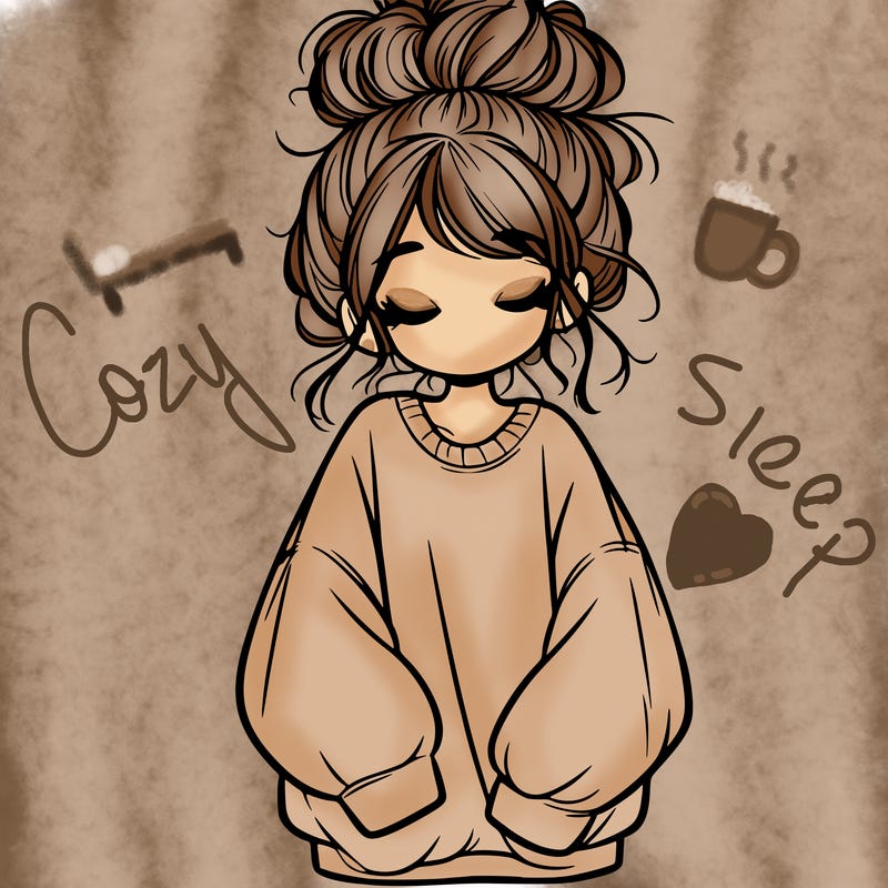 girl with baggy sweatshirt and messy bun