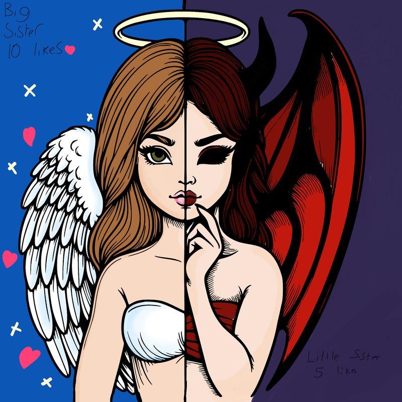 realistic angel half demon