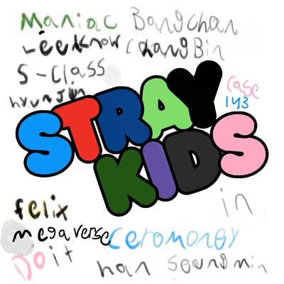 bubble letters saying stray kids