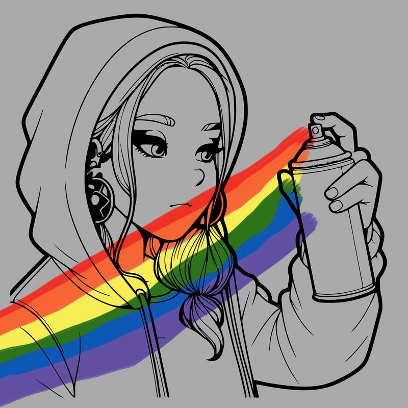 a realistic girl, spray painting