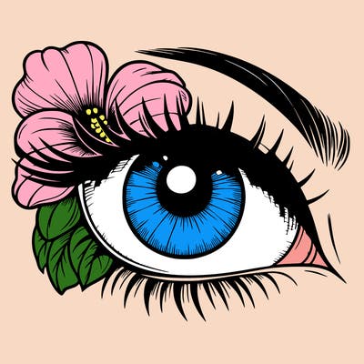 realistic eye with flower