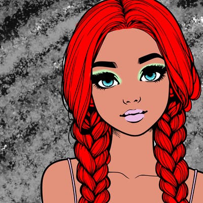 realistic girl with braids