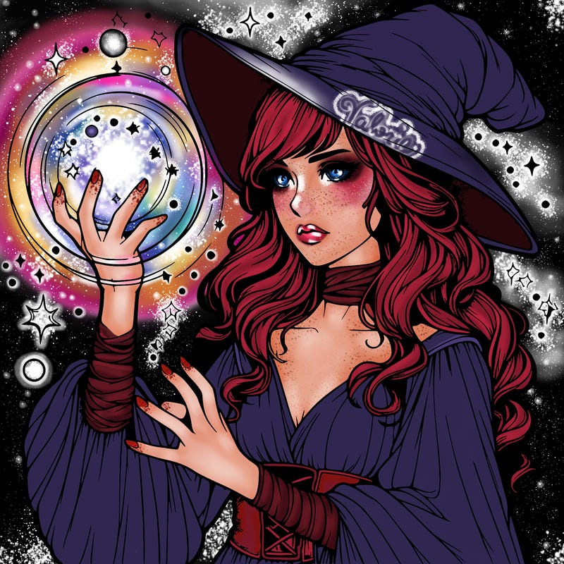 realistic women sorcerer using magic